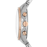 Armani Exchange Orologio da donna, Movimento cronografo al quarzo e cassa da 36 mm con cinturino in acciaio inossidabile, Tono plateado y tono oro rosa