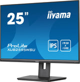 iiyama XUB2595WSU-B5 25" Panel IPS, 1920x1200, 300cd/m², VGA, HDMI, DisplayPort, 4ms, Altavoces, USB HUB (2x2.0), 15cm Regulable en Altura, Pivotante