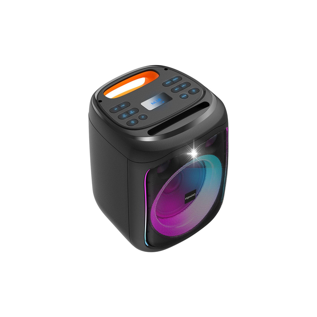 IRRADIO Altavoz portátil IR-PS40 POWER1, 40 W RMS, Woofer Bass Reflex de 15 cm, Luces LED RGB, micrófonos para Karaoke, True Wireless Stereo, DSP, batería de Larga duración, diseño Compacto.
