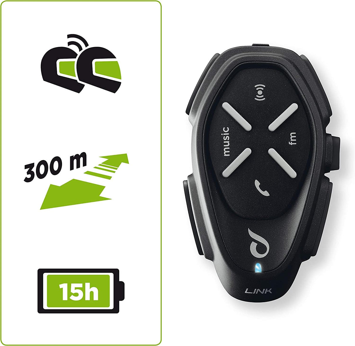 INTERPHONE Link HD - Doble – Intercomunicador para Casco de Moto, estéreo, Alta fidelidad, 40 mm, Uso piloto – piloto, Distancia 300 m, autonomía 20 Horas, GPS, TFT, Impermeable IPX67