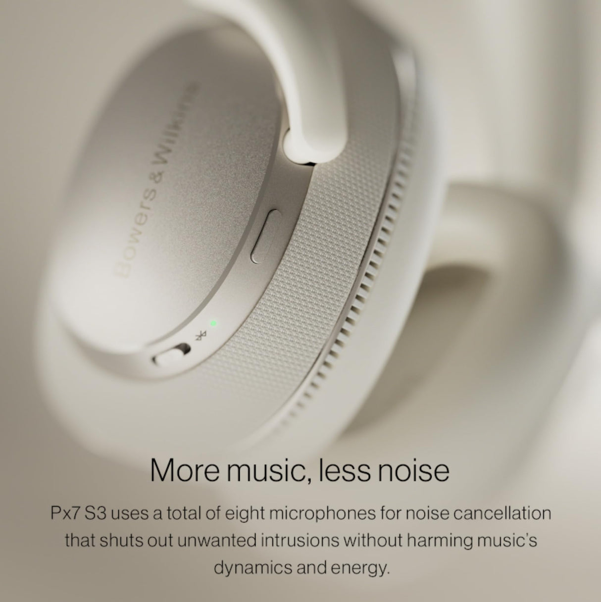 Bowers & Wilkins Px7 S3 Auriculares Over-Ear Bluetooth, Cancelación de Ruido, Sonido Hi-Res, aptX Lossless, 30h Reproducción, 8 Micrófonos, Carga Rápida - Blanco Canvas