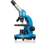 Bresser Microscopio para Estudiantes Biolux Sel con Soporte para Smartphone, Ricos Accesorios y Sistema de Zoom Barlow para niños, Principiantes y Adultos, Color Azul