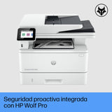 HP Impresora multifunción HP Laserjet Pro 4102fdn (Impresión Doble Cara Automática, Scanner, Fax, Red Gigabit Ethernet, USB 2.0, 1 Host USB, HP Smart App, Apple AirPrint, Mopria), Blanca y negra