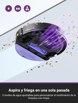 EUREKA E6 Plus Robot Aspirador y Fregasuelos, 5000Pa Succión Potente, Base de Vaciado Automático 2.5L,Sistema LiDAR preciso, Control por App, Diseño Anti-enredo, Ahorrador de Espacio,Mapa Multicapa