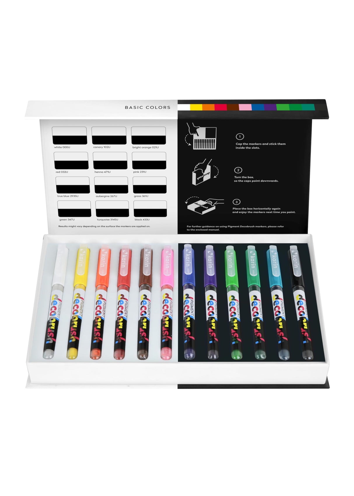 Karin Pigment Decobrush Professional Set de 60 unidades. Color colecciones: Basic, Passion, Violet-Blue, Nature, Nude, KAR29C9