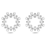 Swarovski Pendientes de aro Millenia, Talla pera, Blancos, Baño de rodio