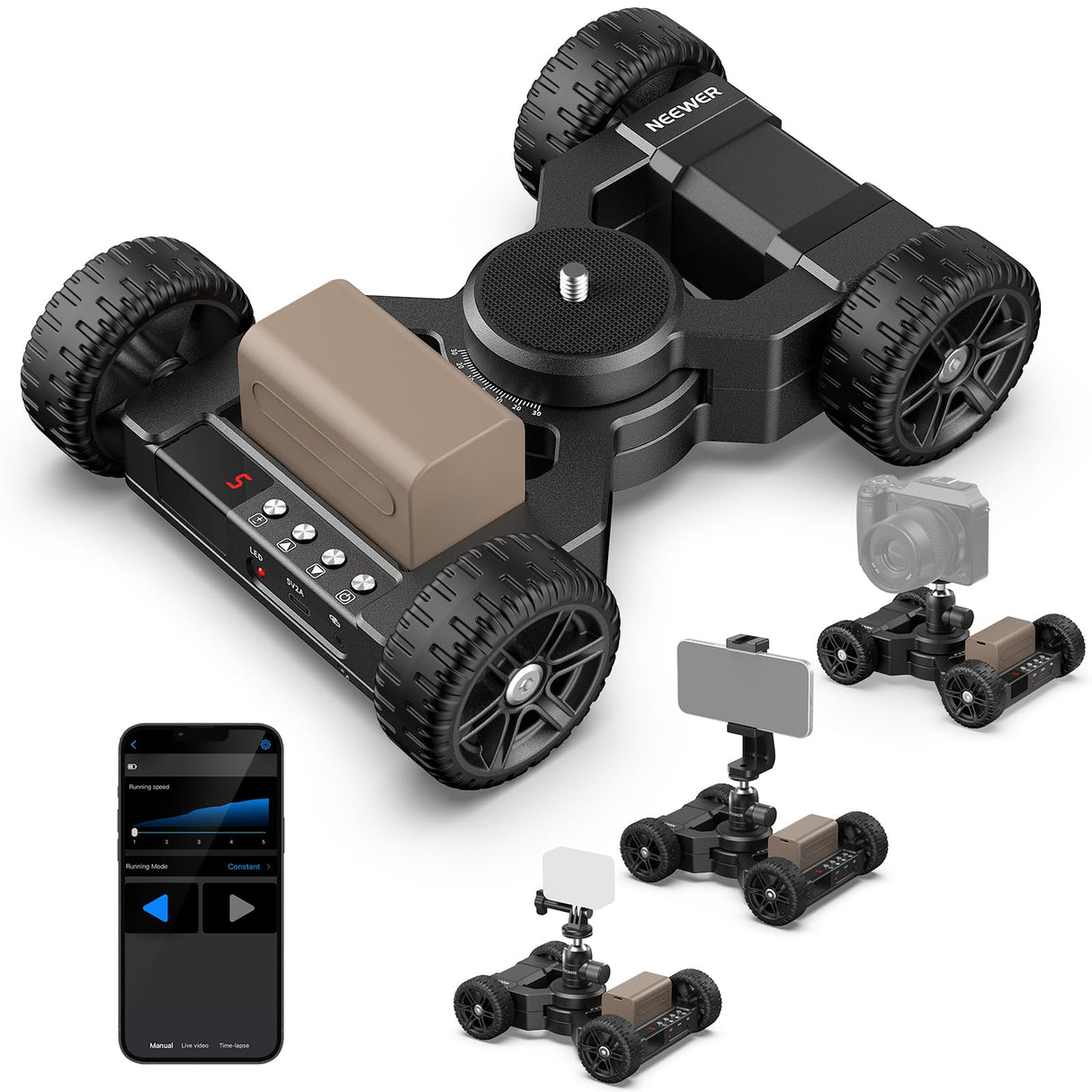NEEWER DL400 Cámara Motorizada Actualizada Deslizante Dolly con App Control, Motor Dual Ultra Silencioso, 5h Funcionar, Compatible con GoPro iPhone Android Samsung Smartphone DSLR Cámara Videocámara