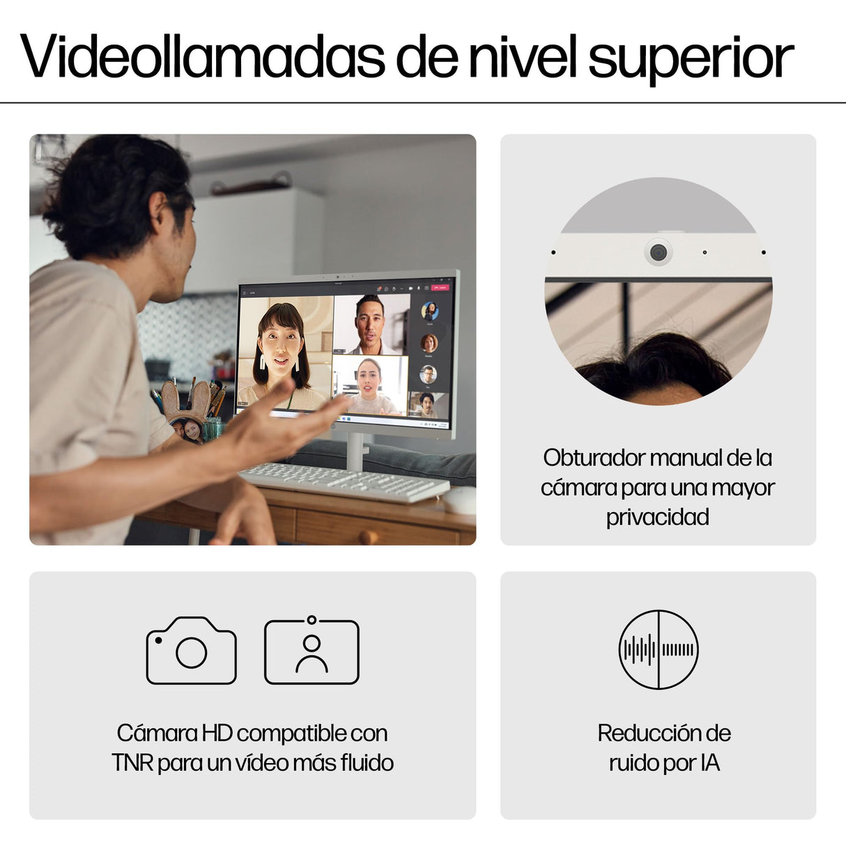 HP All-in-One 22-dg0038ns - Ordenador de 21.5" (Intel N100, 8GB RAM, 256GB SSD, Intel UHD Graphics, FreeDos) - White - Teclado QWERTY Español