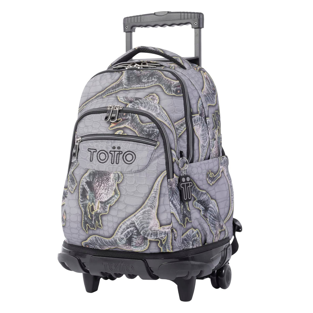 TOTTO Mochila Escolar con Ruedas Estampado Dinosaurios-Renglones, Niños, Gris, 60