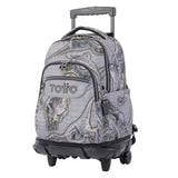 TOTTO Mochila Escolar con Ruedas Estampado Dinosaurios-Renglones, Niños, Gris, 60