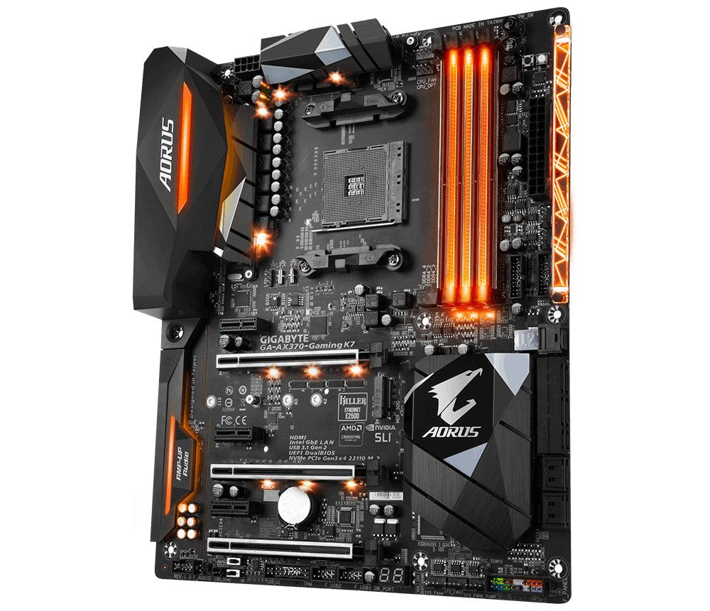 Gigabyte GA-AX370-GAMING-K7 AMD X370 Socket AM4 ATX - Placa Base (DDR4-SDRAM, DIMM, 2133,2400,2933,3200,3400,3600 MHz, Dual, 64 GB, AMD)