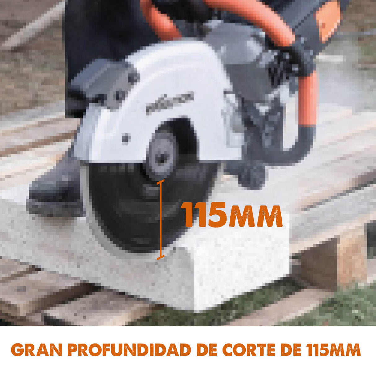 Evolution R300DCT Sierra para hormigón de 300 mm de Evolution: motor de 2400 W, sin gasolina, corte de 115 mm, incl. hoja de diamante para mampostería