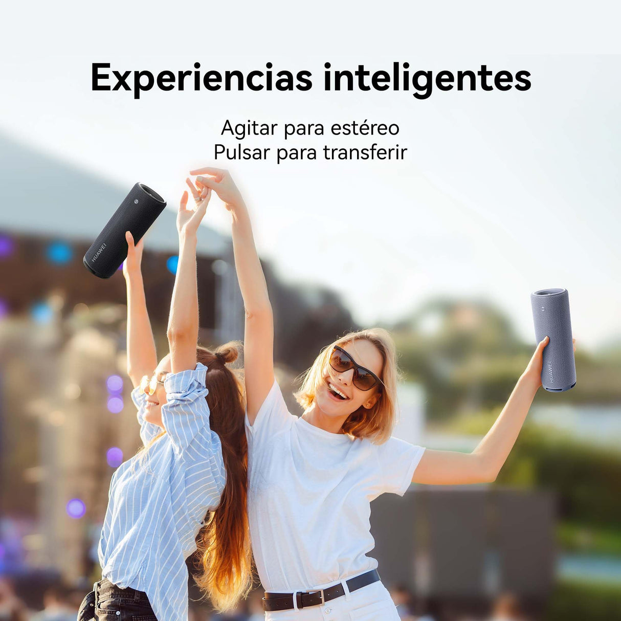 HUAWEI Sound Joy 2, Altavoz Bluetooth Portátil, Sistema Sound de Cuatro Unidades, Reproducción de 26 Horas, Resistente al Agua IP67, Agitar para Estéreo, Espectáculo de Luces con Estilo, Azul