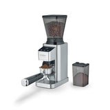 CASO BaristaChef Inox - Molinillo de café eléctrico con muelas cónicas, pantalla táctil, temporizador digital y sobresaliente, capacidad de 250g, 48 niveles de molienda precisos - acero inoxidable