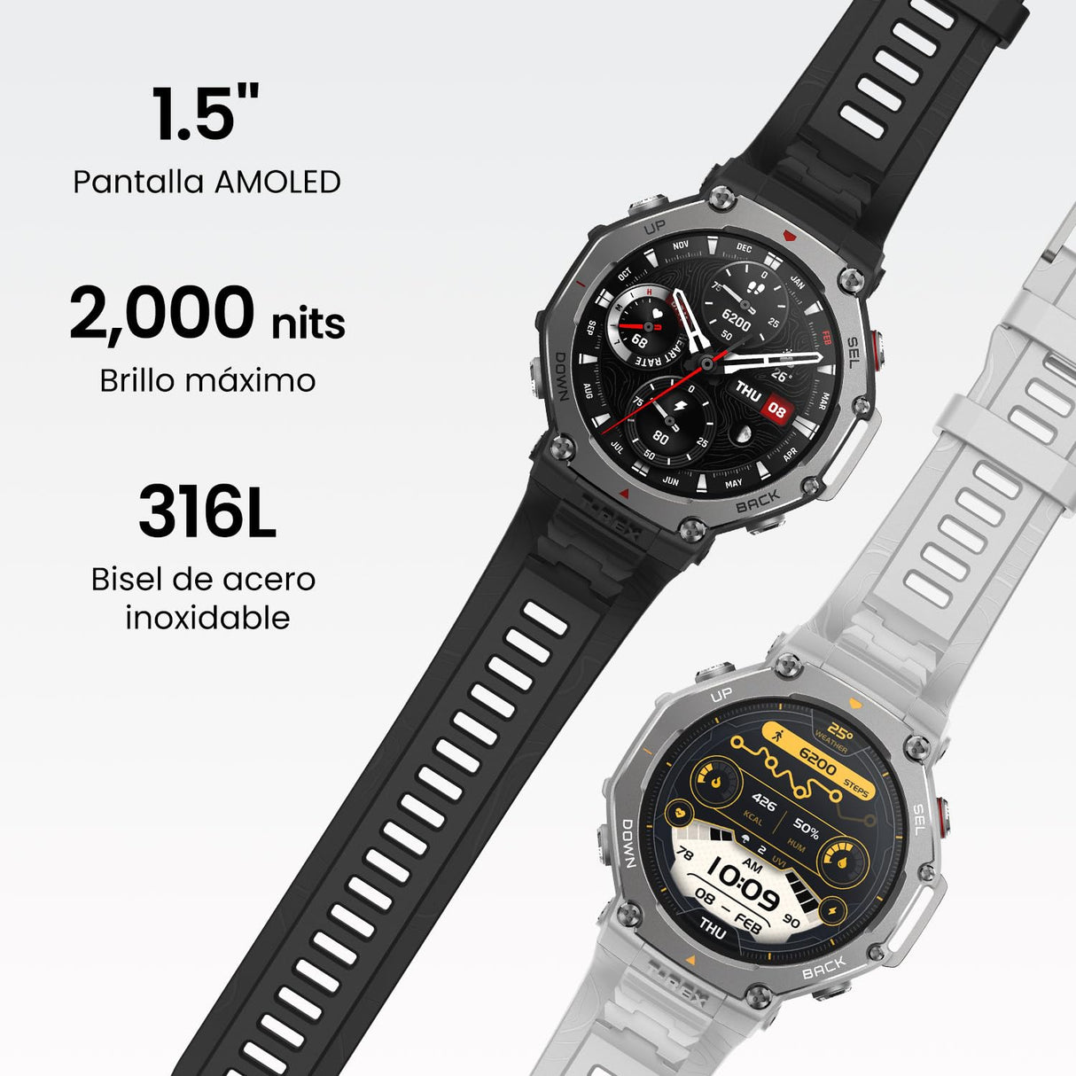 Amazfit T-Rex 3 Outdoor Smartwatch 48mm Pantalla AMOLED, Mapas & Navegación Offline, 6 Sistemas de Satélite GPS Doble Banda, 27 Días de Duración de Batería, Pago NFC, 170 Modo Deportes de Aventura