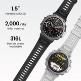 Amazfit T-Rex 3 Outdoor Smartwatch 48mm Pantalla AMOLED, Mapas & Navegación Offline, 6 Sistemas de Satélite GPS Doble Banda, 27 Días de Duración de Batería, Pago NFC, 170 Modo Deportes de Aventura