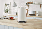 Swan Nordic Set Desayuno Hervidor de agua 1,7L 2200W, Tostadora Pan ranura ancha 2 rebanadas, Microondas 20L digital, diseño moderno, efecto madera, blanco