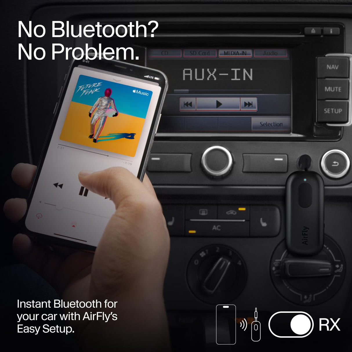 Twelve South AirFly Pro - Transmisor/Receptor de Audio inalámbrico Bluetooth para hasta 2 AirPods/Auriculares inalámbricos; Uso con Cualquier Conector de Audio de 3,5 mm, Color Negro