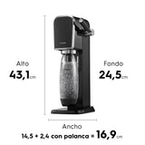 SodaStream Art - Máquina Gasificadora de Agua, con 1 Botella Fuse de 1 L de Plástico Reutilizable y 1 Cilindro de Gas Quick Connect, Hasta 60L de Agua con Gas, Diseño Elegante, Uso Fácil, Color Negro