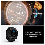 Garmin fēnix 7 Pro Solar, Reloj GPS Multideporte con Carga Solar, Pantalla táctil, Linterna LED, frecuencia cardíaca, mapas, música y 22 días de batería, Negro