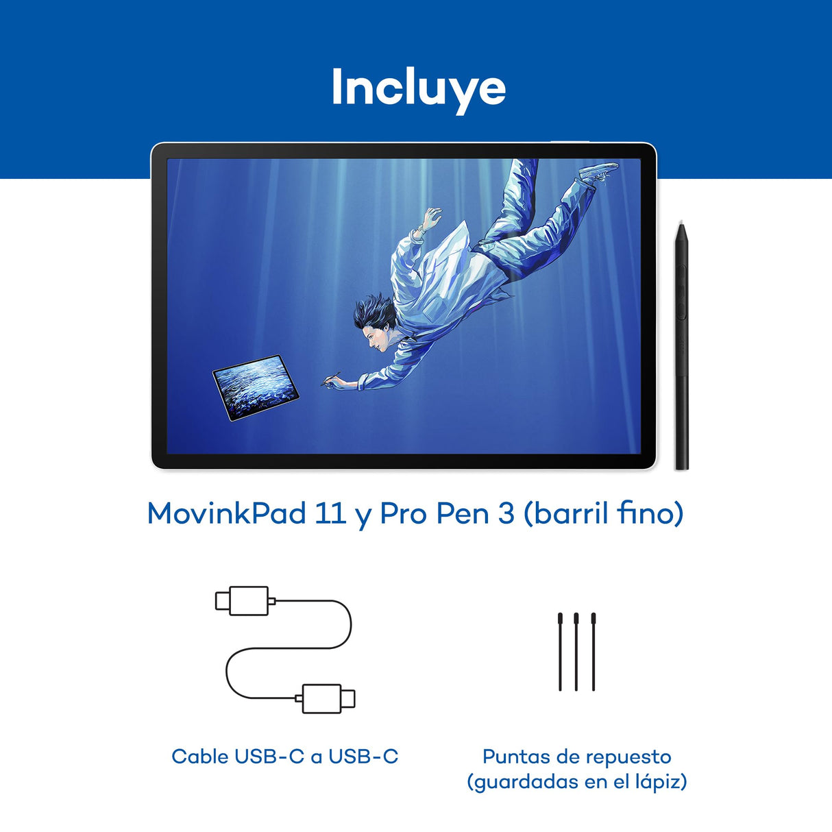 Wacom MovinkPad Pro 14 Tableta Gráfica – Sensación de lápiz sobre Papel con Pantalla OLED para Negros Reales, Contraste excepcional, Respuesta rápida, Vidrio Texturizado Premium, Pro Pen 3 preciso