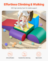 VEVOR 5 PCS Juego de Juguetes de Escalada de Espuma, Bloques de Escalada de Cuero Sintético, Juego de Actividades para Trepar y Gatear en Interiores Fácil de Limpiar, para Niños de 6 Meses a 3 Años
