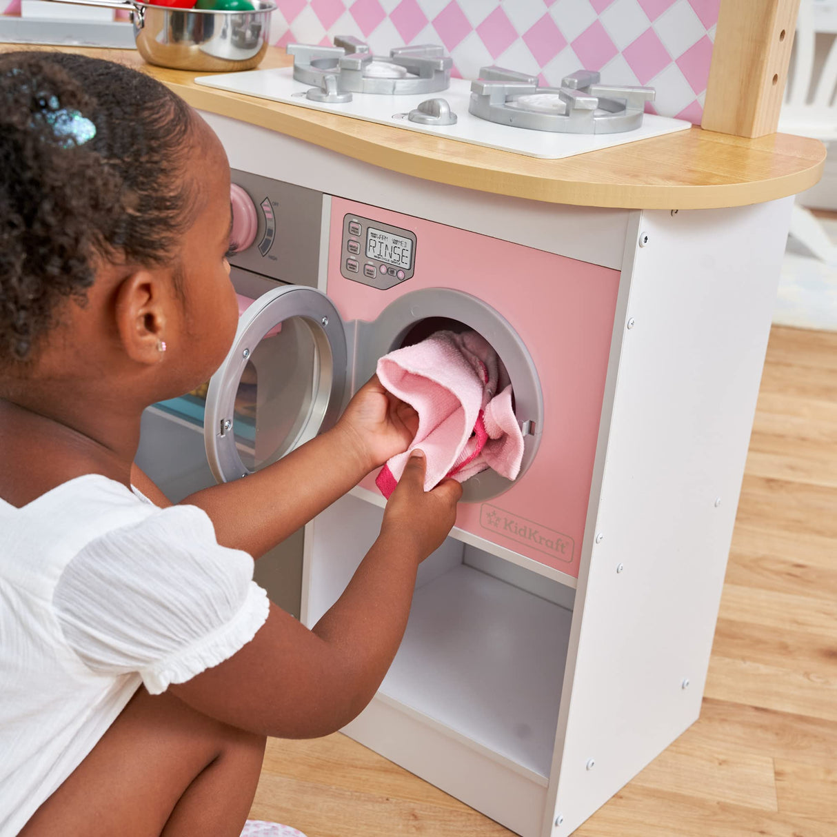 KidKraft Cocina de Juguete Grande Gourmet de Madera con teléfono de Juguete y Accesorios, Set Utensilios de Cocina Infantil, Juguetes niños 3+ años (53185)