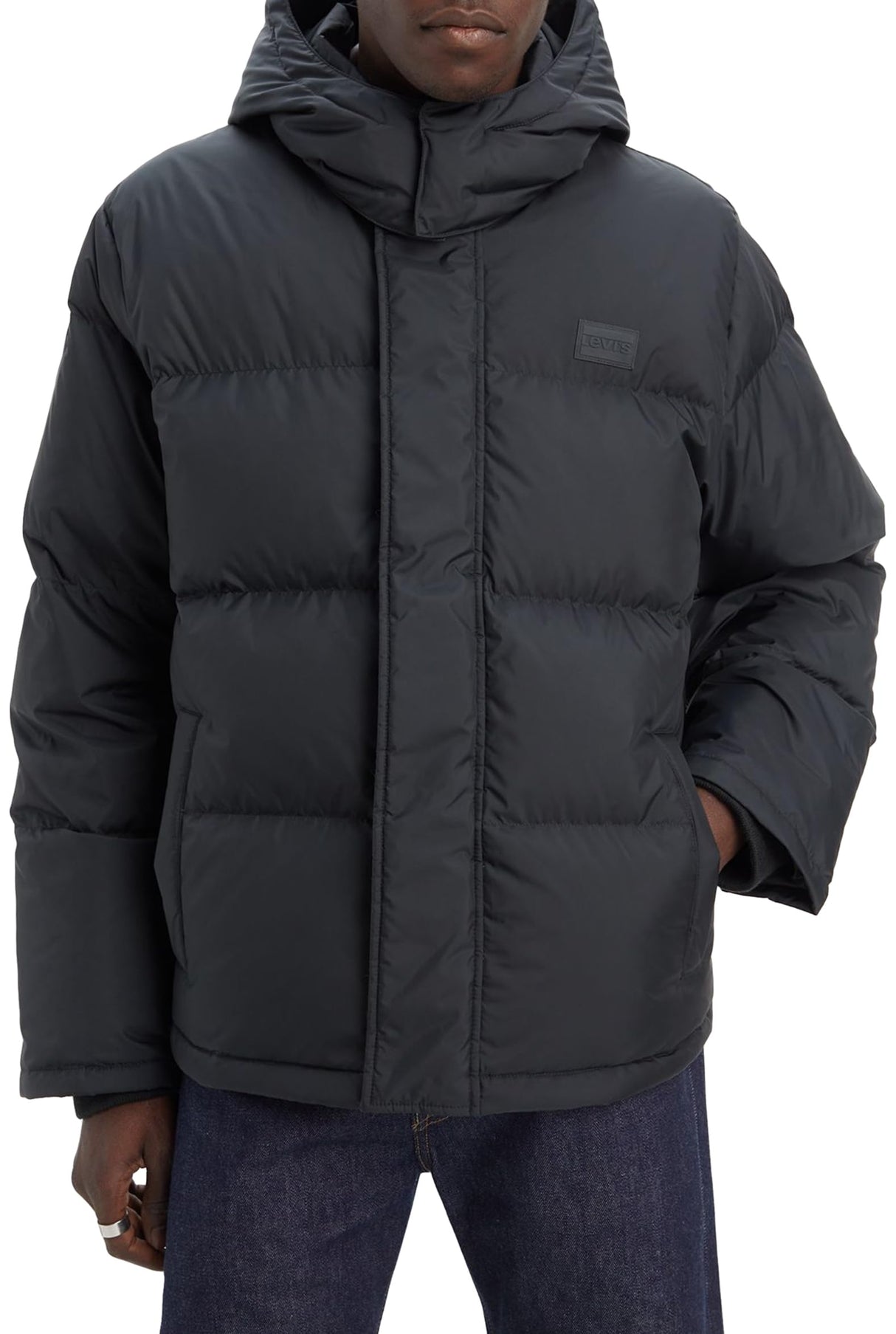 Levi's Laurel Short Puffer - Chaqueta para hombre, Jet Black, XL