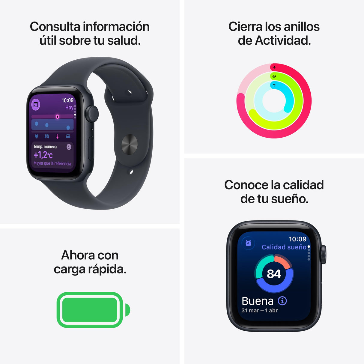 Apple Watch SE 3 GPS+Cellular caja de aluminio blanco estrella de 40 mm y correa deportiva blanco estrella-Talla M/L.Monitores de entreno y sueño,monitor de frecuencia cardiaca,pantalla siempre activa