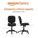 Amazon Basics Silla de Oficina con Respaldo Acolchado, Agradable en la Espalda, Altura Ajustable, fácil Montaje, 65 D x 61 W x 87.5-98 H cm, Color Negro