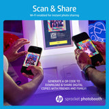 HP Sprocket Cabina fotográfica Impresora instantánea de Color (Blanca) + Papel Zink (100 Hojas) + Fondo fotográfico de Boda (1)