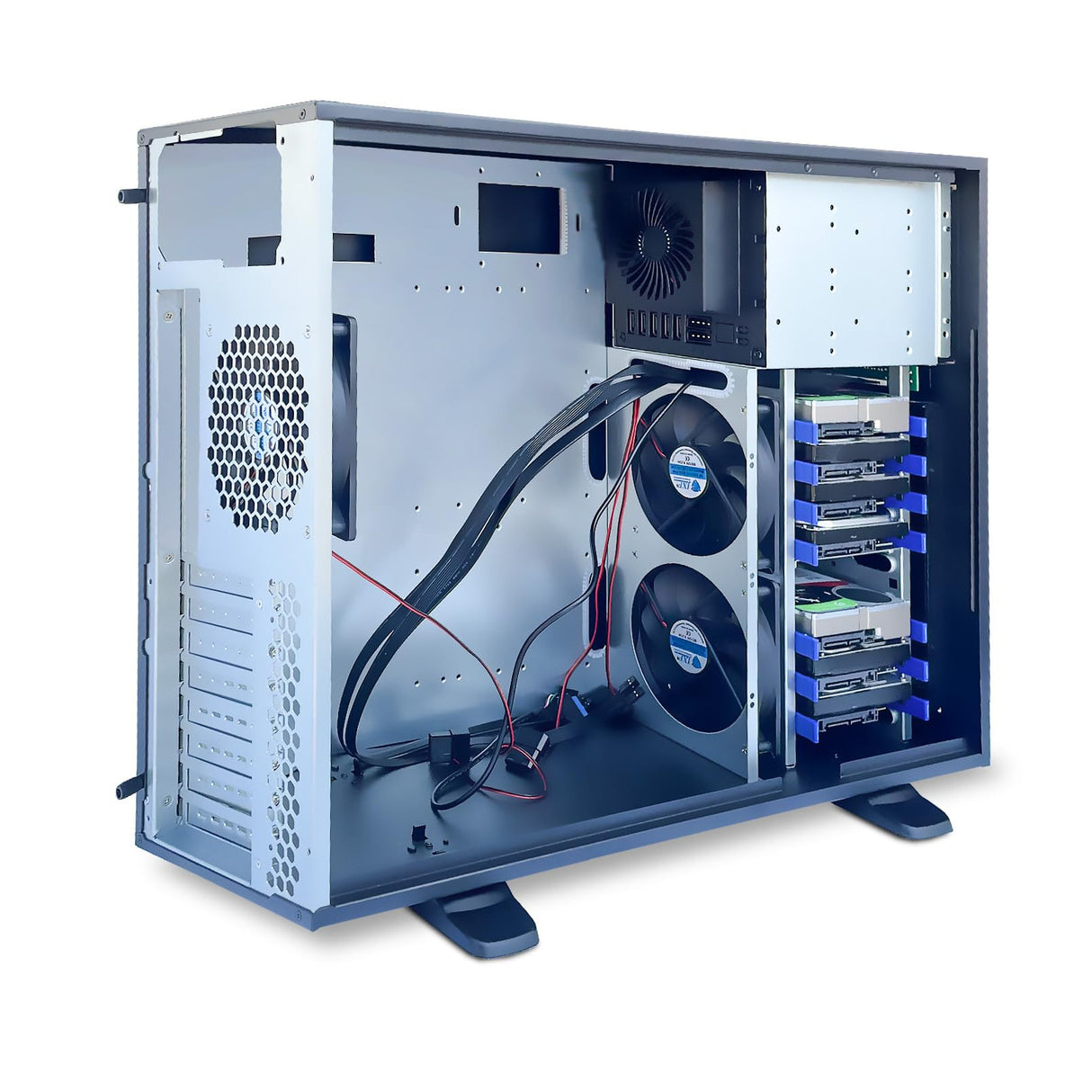 FANTEC 2561 AT-835-3525 PC Case, for 12"x13" mainboards, 8X 3.5 HDDs + 3X 5.25 modules, Incl. 3X 12cm Fan.