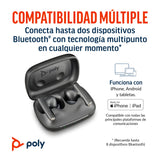 Audífonos Voyager Free 60 con gran capacidad inalámbrica de Poly (Plantronics) — Micrófonos con cancelación — Cancelación de ruido activa (ANC), Estuche de carga portátil, Compatible: iPhone, Android