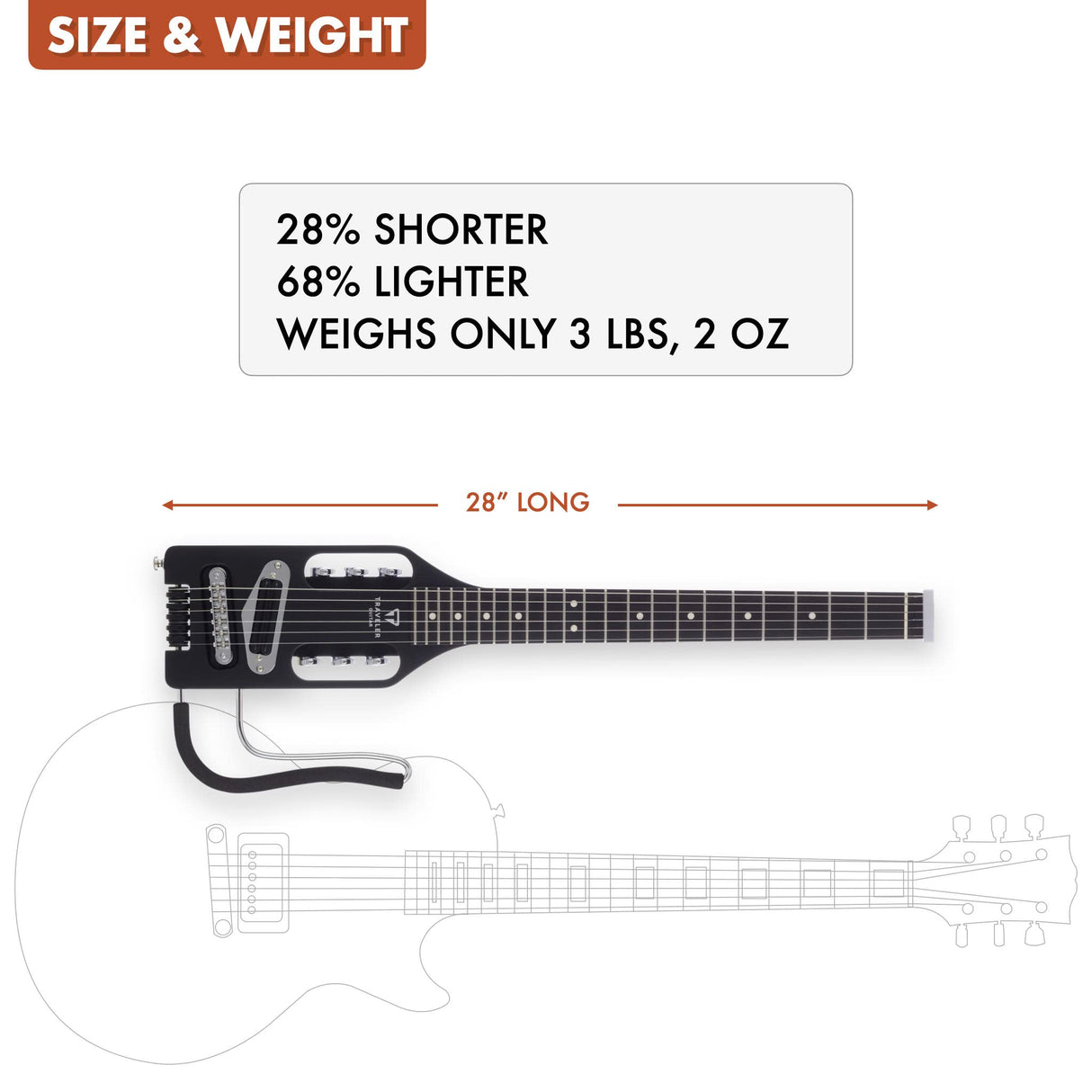 Traveler Guitar Guitarra eléctrica ultraligera, negro mate (ULE BKM)