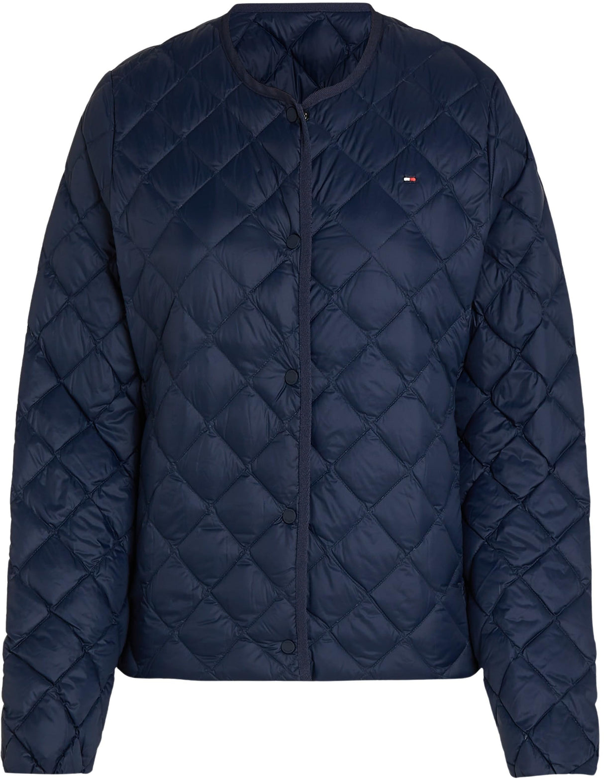 Tommy Hilfiger Cazadora acolchada Mujer Down Quilted Collarless con botones, Azul (Dark Night Navy), XL