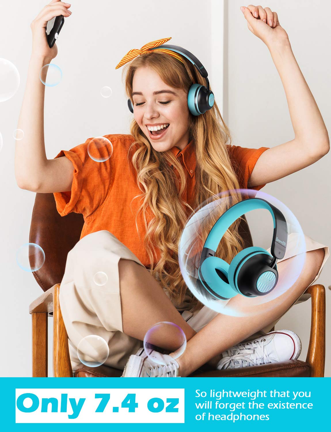 SuperEQ Auriculares con Cancelación Activa de Ruido, S2 Cascos Inalambricos Bluetooth 5.0 con Micrófono CVC 8.0, Bass Profundos, 25 Hrs de Reproducción para PC/Teléfonos Móviles/TV