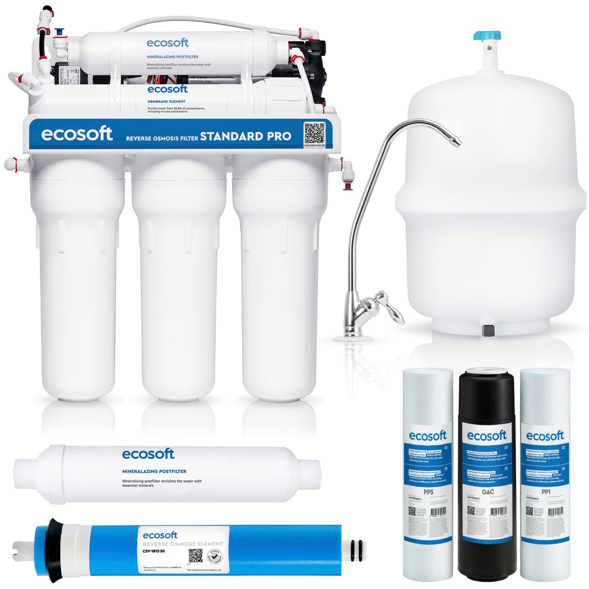 Ecosoft Standard PRO Filtro de Ósmosis Inversa - Con Bomba Integrada, Purificación Eficiente y Fácil Instalación