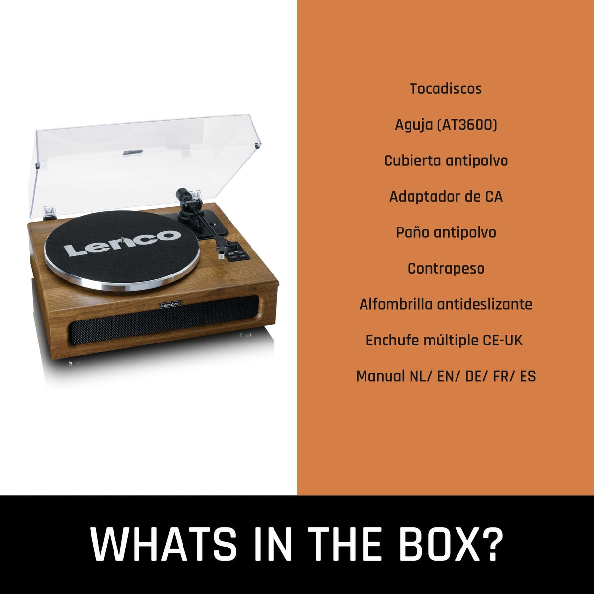 Lenco Tocadiscos LS-410 - Tocadiscos Bluetooth - Altavoces Integrados de 40 W RMS - Tracción por Correa - Preamplificador - Salida RCA y Entrada AUX - Madera LS-410WA Marrón