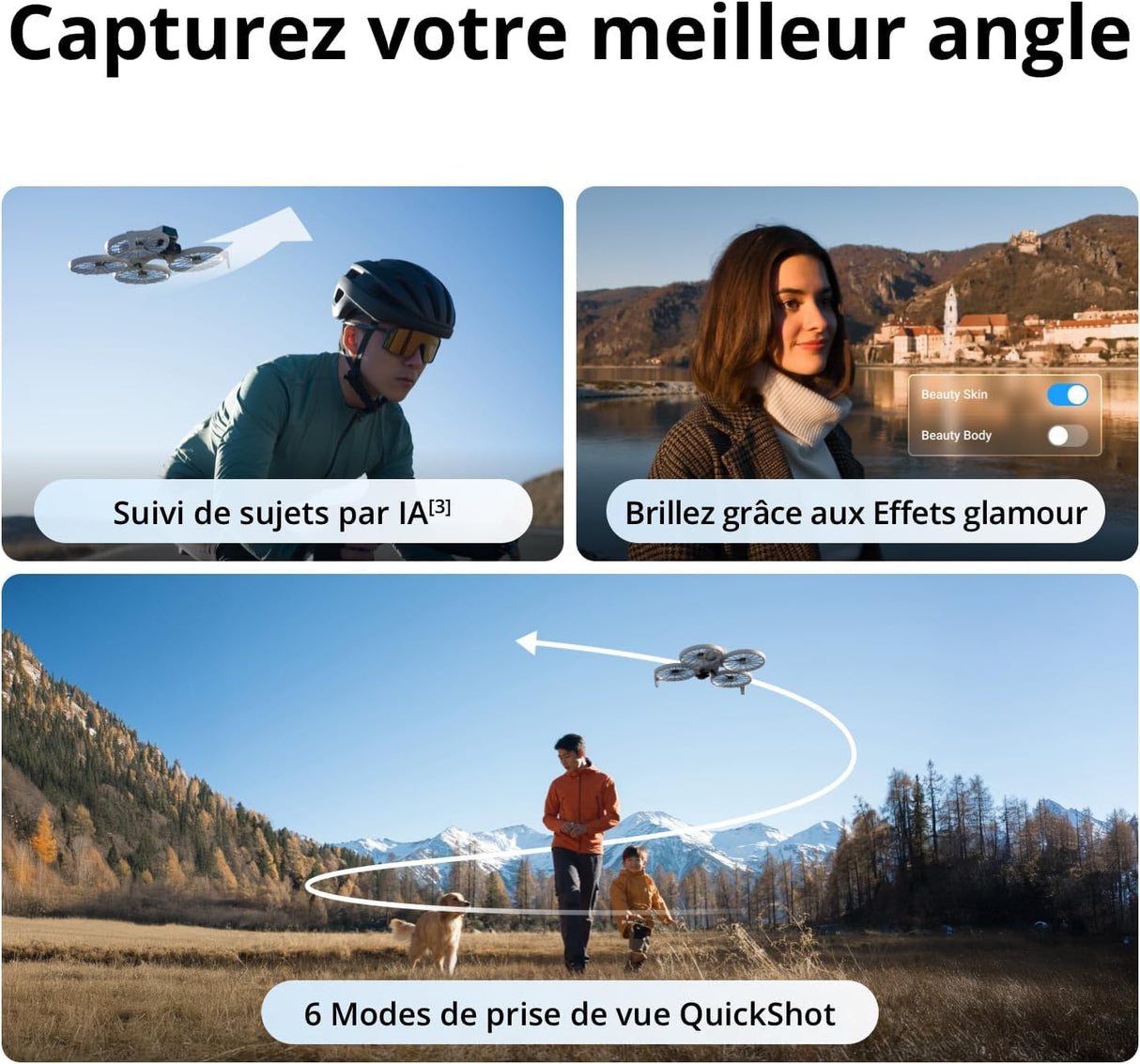 DJI Flip,Drone con cámara 4k adulto, mini drone con cámara, < 249g, drone función sígueme, 13km transmisión de vídeo, arranque manual,retorno automático,31min tiempo de vuelo,con delantal ((RC-N3))