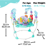 Bright Starts, Sea of Activities: Saltador de Actividades para Bebés de La Sirenita de Disney, con Juguetes Interactivos, Luces y Música, Incluye Princesa Ariel, 6-12 Meses (Azul)