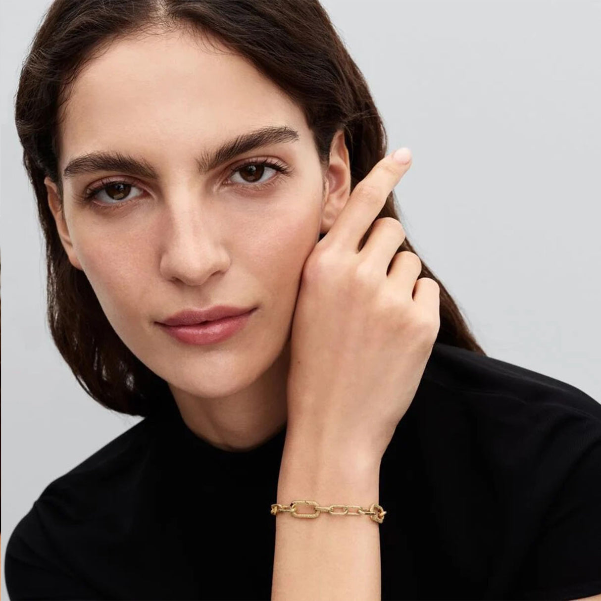 Pandora Pulsera pequeña de eslabones de oro de 14 quilates, de la colección ME, longitud: 15 cm, 563829C00-1, 563829C00-1, Plata de ley, No es una piedra preciosa