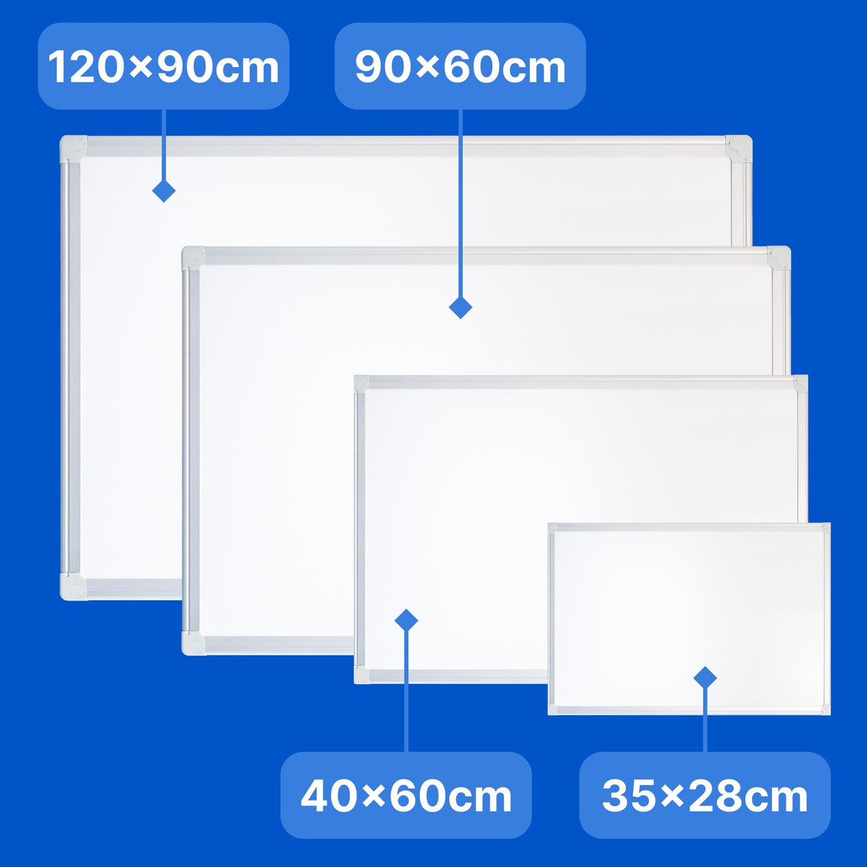 Raylu Paper® - Pizarra blanca magnética para pared con marco de aluminio, pizarra blanca magnética de borrado en seco grande con bandeja para rotuladores (120 x 90 cm)