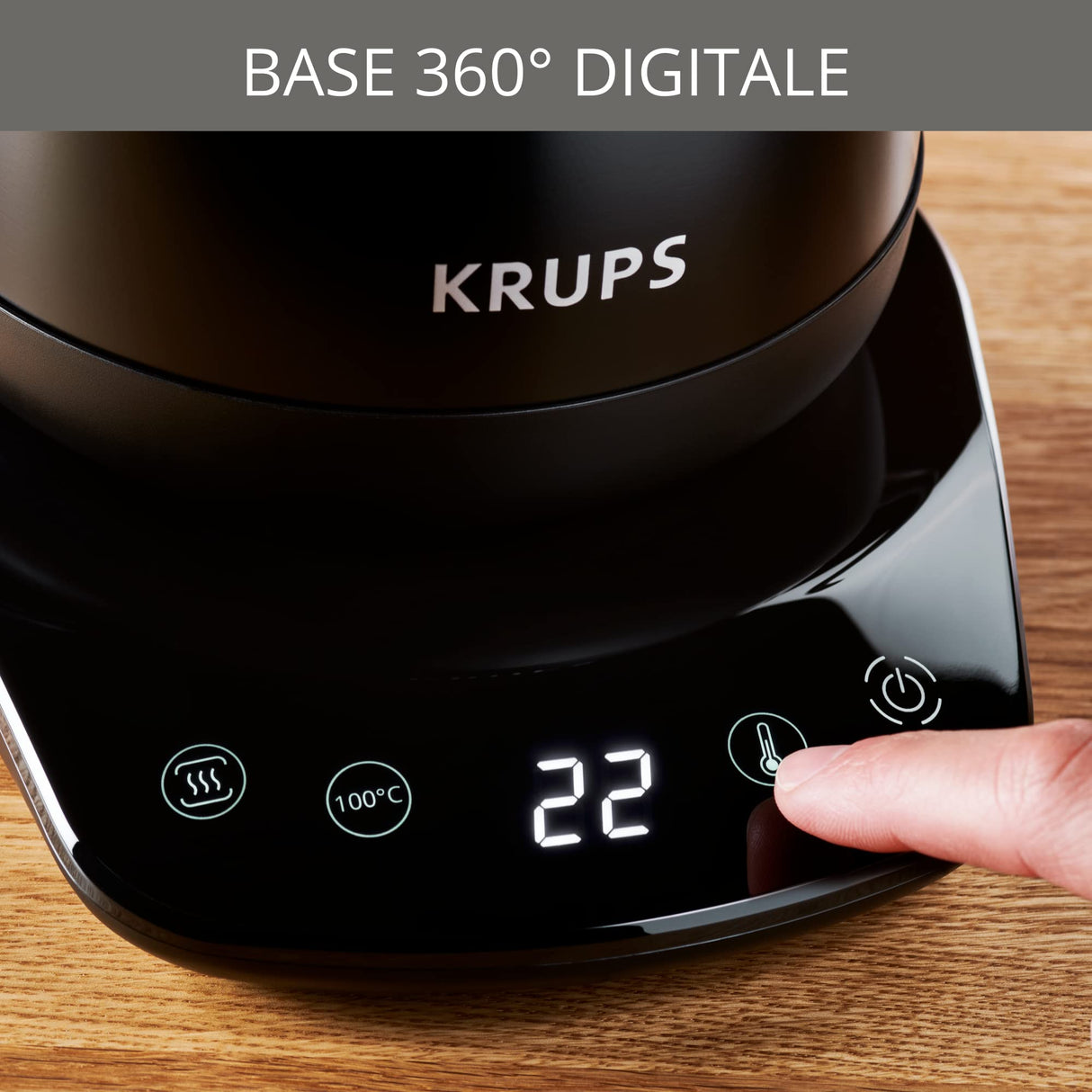 Krups Hervidor de agua de cuello de cisne, Versátil, Té, Café, Infusión, 8 temperaturas, Mantener caliente 30 min, Tapa extraíble, Café Control BW923810, Negro