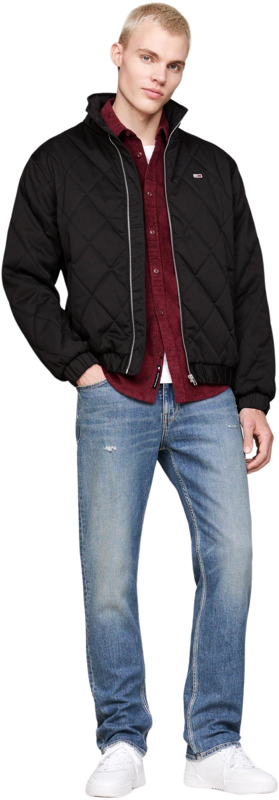 Tommy Jeans Cazadora Acolchada Hombre Essential Quilted Jacket con Cremallera, Negro (Black), L