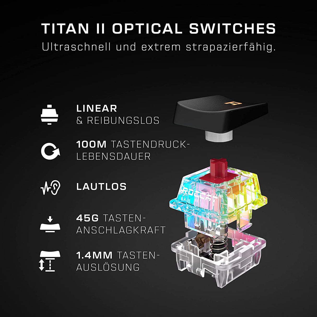 Roccat Vulcan II Mini Tastatur Negro Gaming - Interruptores Rojos, diseño Deutsches