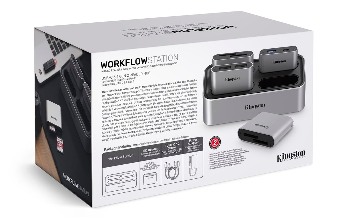 Kingston Workflow Station Dock y Lector de tarjetas SD USB-C 3.2 Gen2 Dual-Slot SD UHS-II - WFS-S