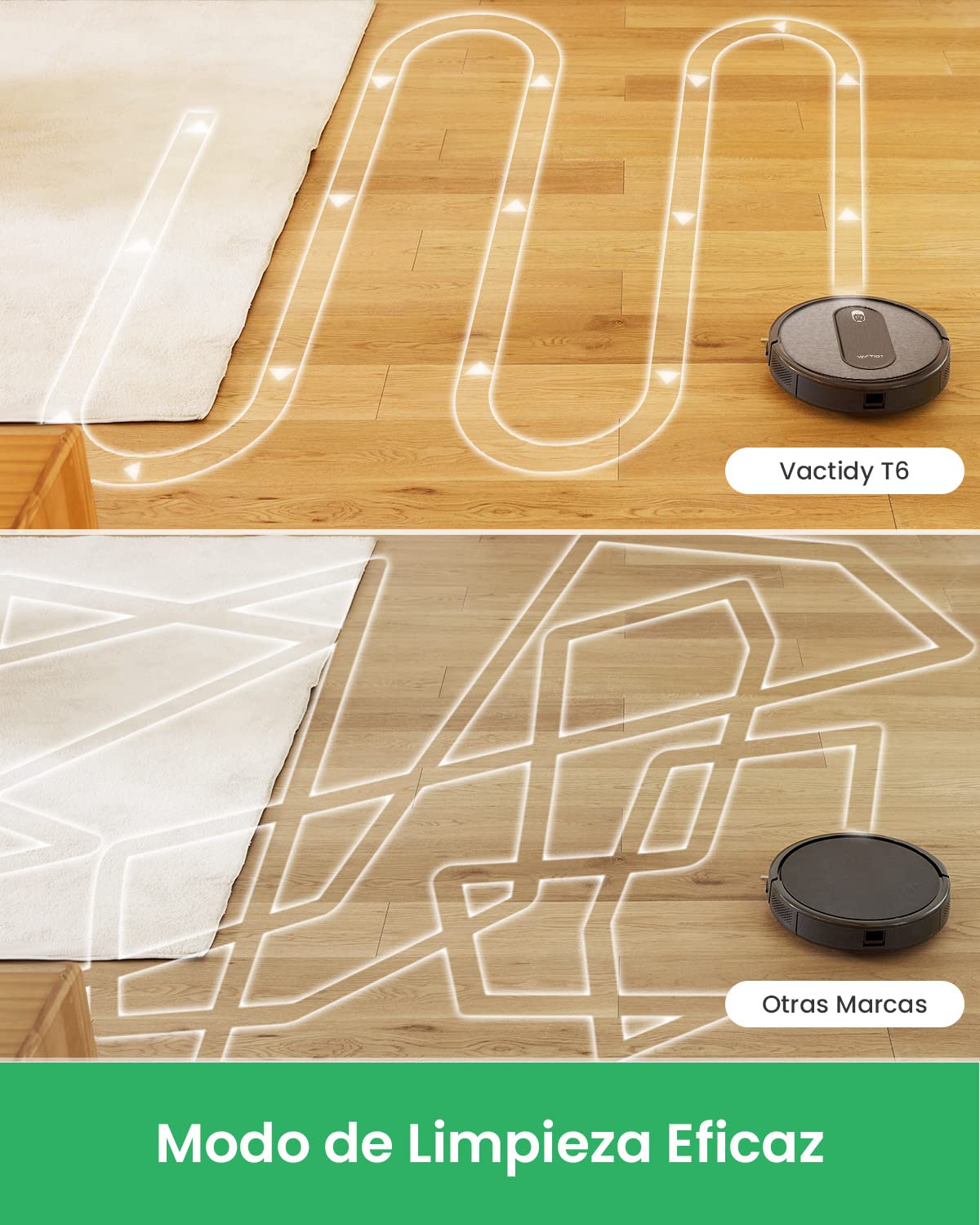 Vactidy Robot Aspirador, Nimble T6 con Potente Succión, Detección Inteligente, 2500mAh, Silencioso, 3 Modos de Limpieza, Control por App/Alexa/Siri y Mando, para Mascotas, Suelo Duro y Alfombra