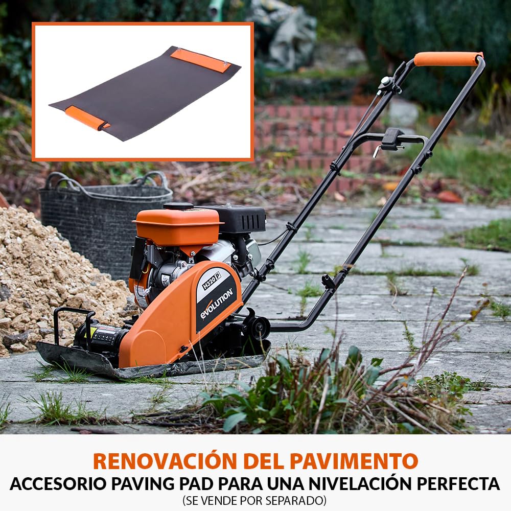 Evolution Power Tools H320-P Hulk compactador de gasolina, Ideal para Nivelar Pavimento, Preparación de Terreno de Césped Artificial, Patio, Albañilería - 2 Años de Garantía