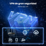 Tenda Router WiFi 6E de Tri-Band AX5700 Gigabit (6GHz: 2402 MBps, 5GHz: 2402 MBps, 2.4GHz: 861 MBps) 5 Antenas 6dBi CPU 1.7 GHz, Ideal para AR/VR/Steam 4K/8K, WiFi 6 Repetidor WiFi+ (RX27 Pro), Negro