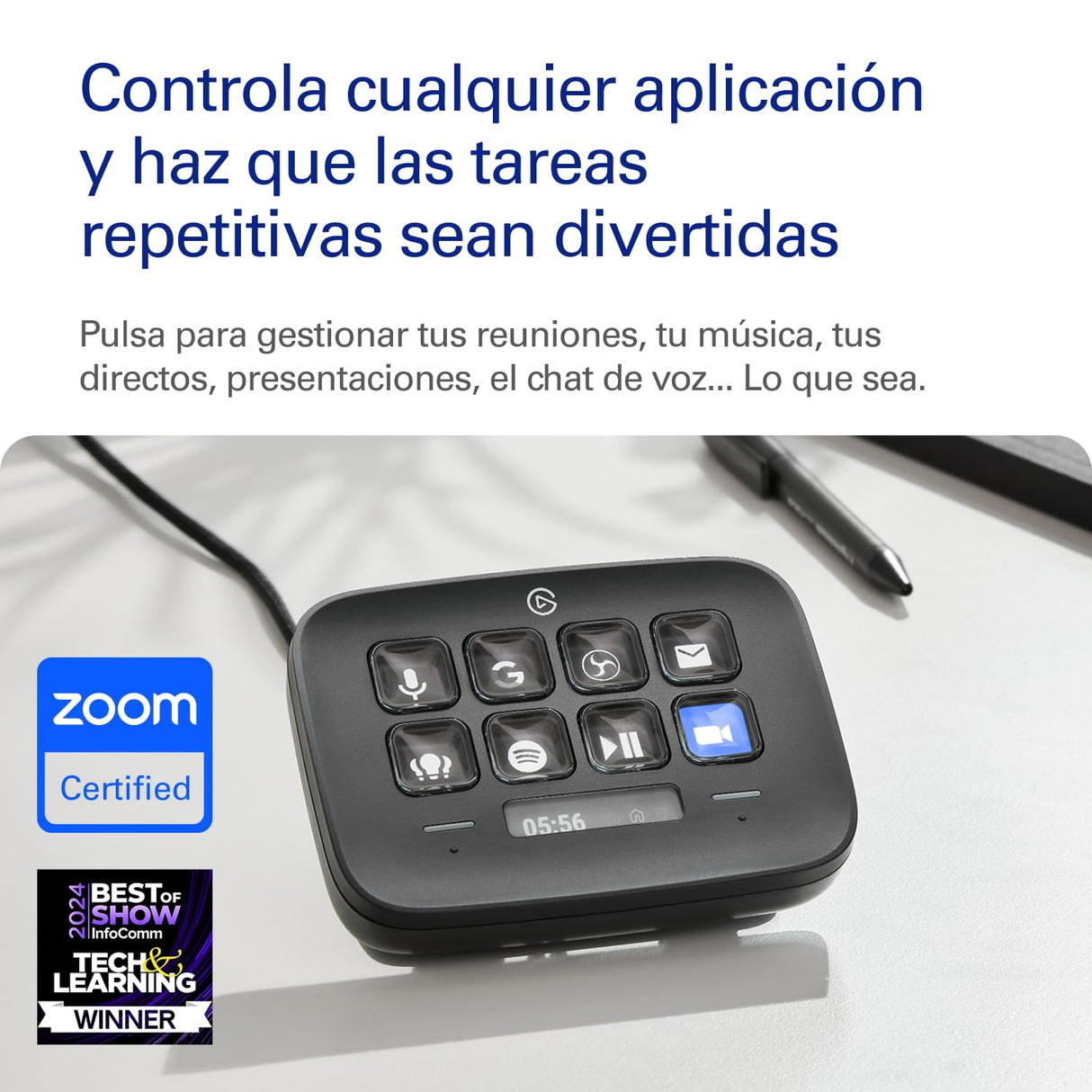 Elgato Stream Deck Neo (Negro) – 8 Teclas Personalizables, 2 Touch Points, Vuela por Tus tareas y procesos - Controla Word, Excel, PowerPoint, Teams, Zoom, Spotify, etc. - para Mac y PC
